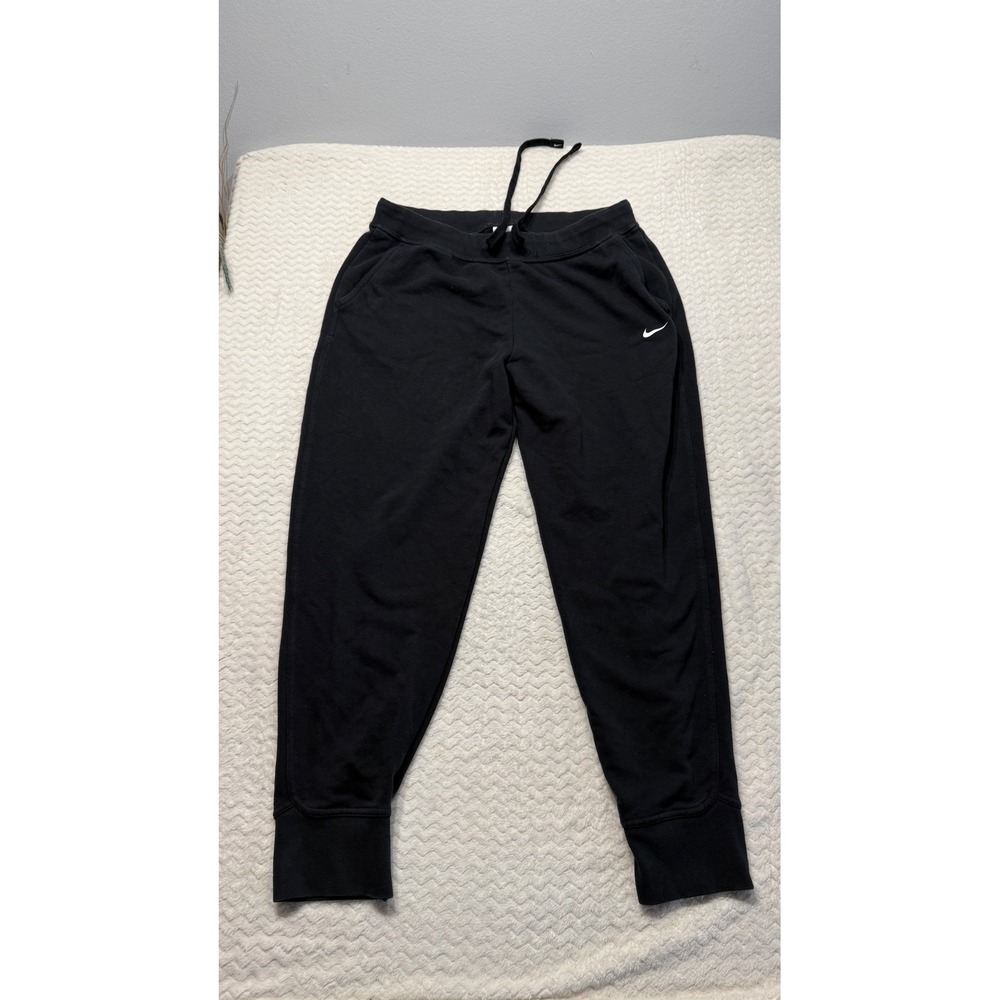 Nike Womens Dri-FIT Tapered Joggers Black Drawstring Sweatpants Large